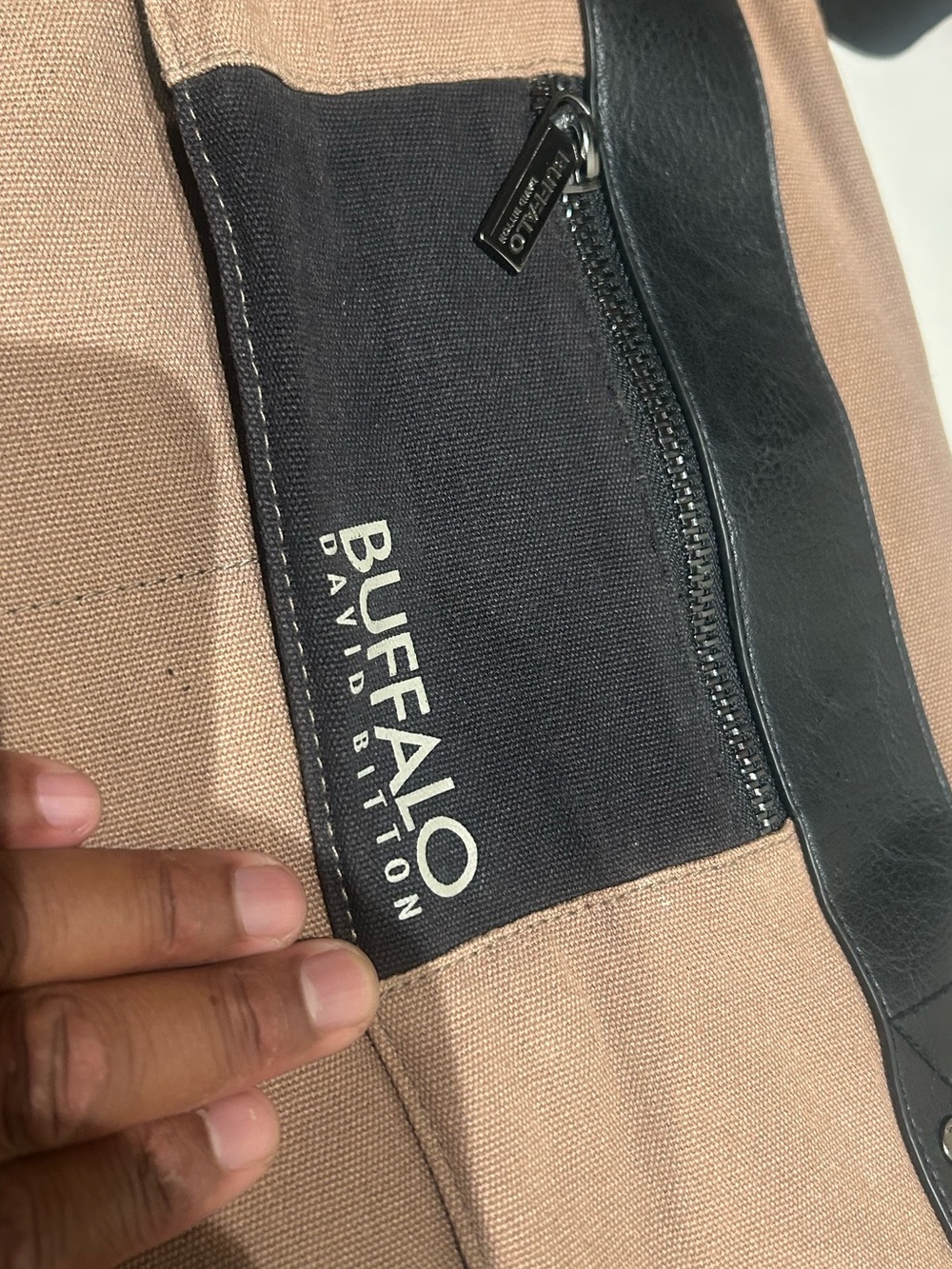 Buffalo David Bitton Canvas Tote Satchel Bag with Black Trim